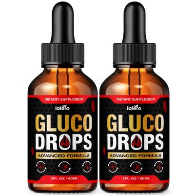 (2 Pack) Gluco Drops, GlucoDrops Liquid Supplement Blood Circulation Flow Support Formula, Natural Clean Ingredients Help Monitor Levels, Advanced Premium Extracts Multivitamin Health & Wellness (4oz)