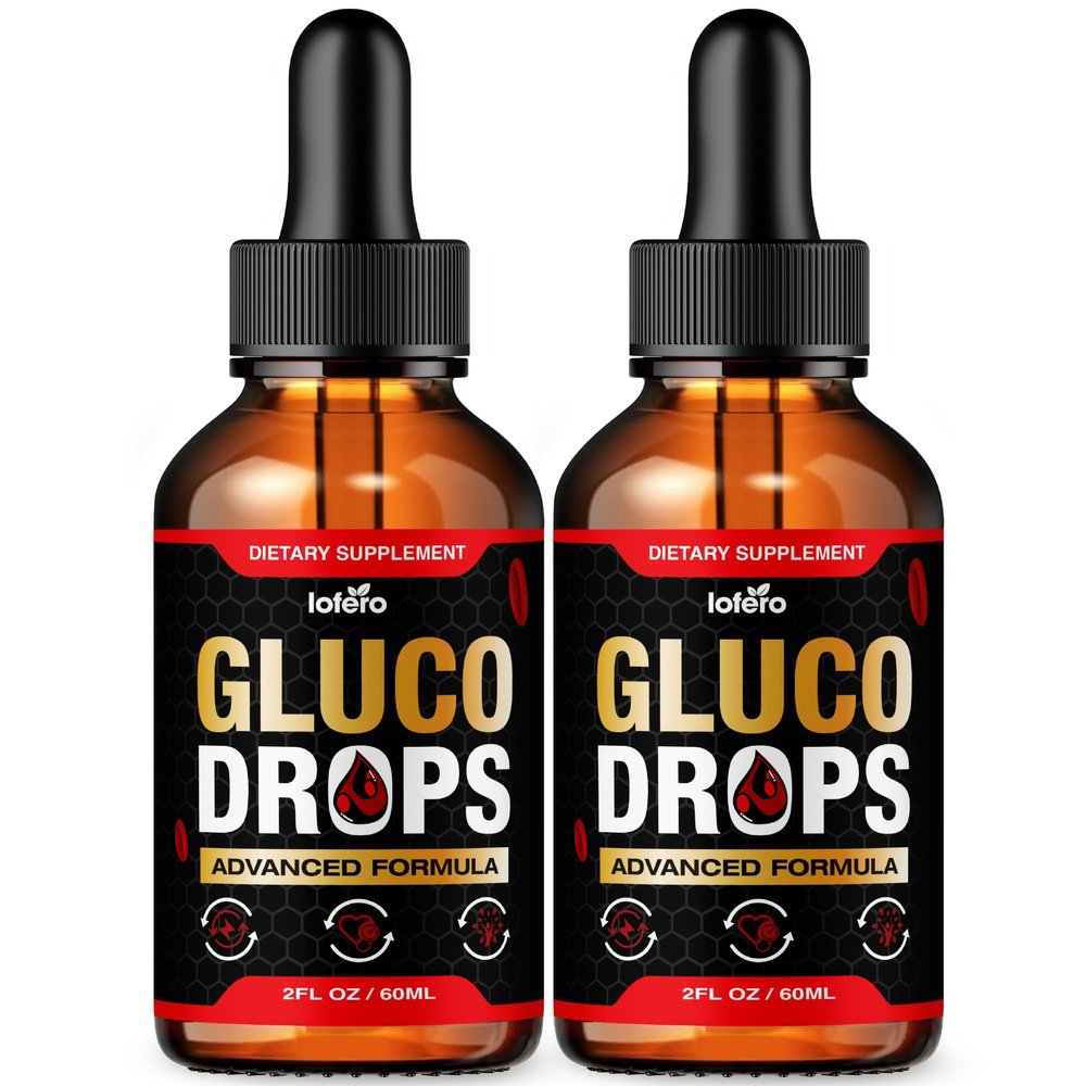 (2 Pack) Gluco Drops, GlucoDrops Liquid Supplement Blood Circulation Flow Support Formula, Natural Clean Ingredients Help Monitor Levels, Advanced Premium Extracts Multivitamin Health & Wellness (4oz)