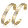 BioMag 2 Pcs Copper Bracelets for Women Men, 99.99% Pure Copper Cuff Bangle with 6 Pcs 3500 Gauss Magnets, Adjustable Size, Intricate Flower Pattern view 1
