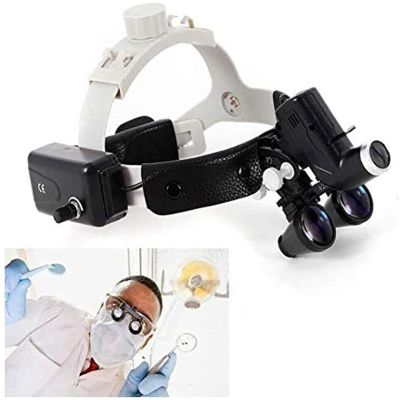 Magnifying Glass Headband Magnifier, Handheld Digital Magnifier, Dental Surgical Loupes 2.5X 3.5X 420 Mm Binocular Magnifying Glasses Headband Magnifier with Headlight Hobb (Black 3.5X)