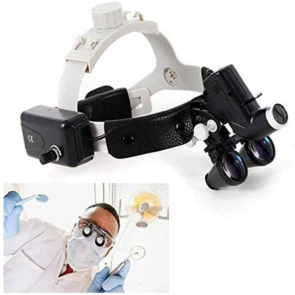 Magnifying Glass Headband Magnifier, Handheld Digital Magnifier, Dental Surgical Loupes 2.5X 3.5X 420 Mm Binocular Magnifying Glasses Headband Magnifier with Headlight Hobb (Black 3.5X)