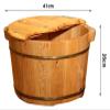 Wood Foot Bath Bucket, Wooden Foot Basin, Massage Pedicure Barrels, Smooth and Delicate Pedicure Barrels with Lid Foot Bath Wooden Bucket view 2