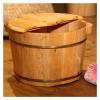 Wood Foot Bath Bucket, Wooden Foot Basin, Massage Pedicure Barrels, Smooth and Delicate Pedicure Barrels with Lid Foot Bath Wooden Bucket view 3