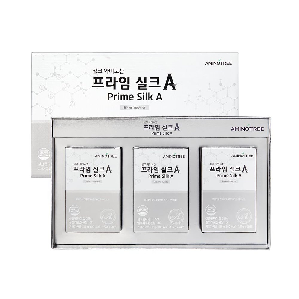 Aminotree Prime Silk A+ Premium Silk Protein Amino Acid Drink Mix, High-Protein Nutritional Supplement with 18 Essential Amino Acids, Zero Sugar & Fat, 60 Pouches