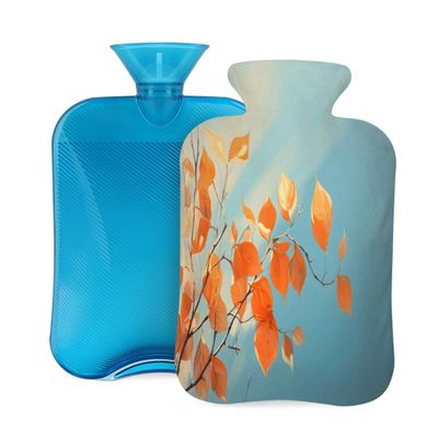 Hot Water Bottle with Cover, Autumn Leaves 2L Hot Water Bag for Hot/Cold Compress, Hand Feet Warmer, Menstrual Cramps, Neck and Shoulder Pain Relief