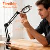 10X 30X Magnifying Glass with Light, Desktop LED Magnifying Lamp with Clamp, 5 Color Modes, 10 Dimmable Levels Lighted Magnifying Glass, Magnifying Glass for Reading, Crafts, Jewelry, Sewing view 4