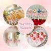 100PCS Clear Rice Krispie Treat Bags with Ribbon Bow and Thank You Stickers, Flat Cellophane Bags for Individually Wrapped Cake Pops, Cakesicles,Candies, Chocolates , Marshmallow, Macarons, Cookies(Pink Bow) view 4
