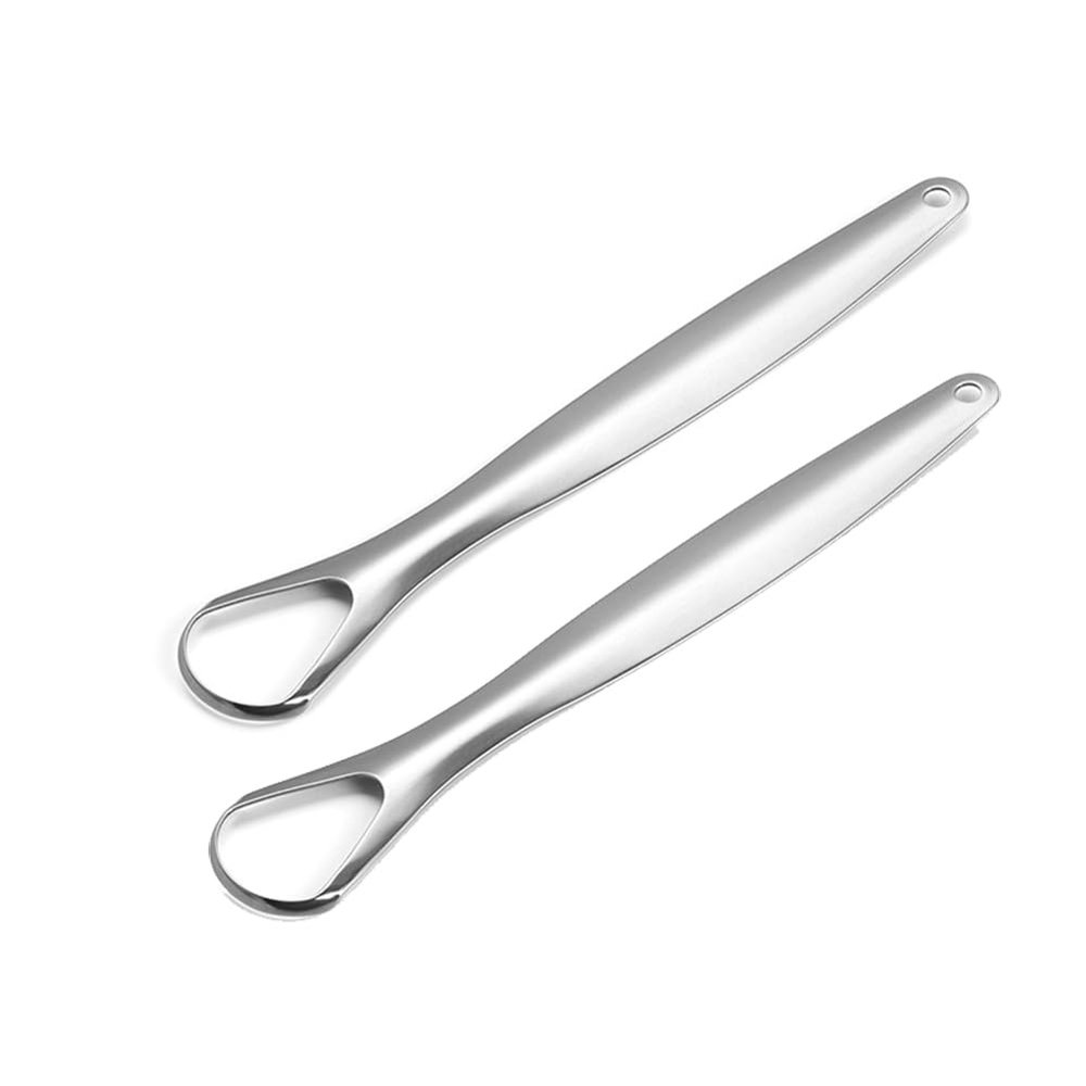 2 Pack Stainless Steel Tongue Scraper for Adults Metal Tongue Cleaner for Oral Hygiene Reduce Bad Breath Tongues Scrubber for Daily Fresh Breath (S)