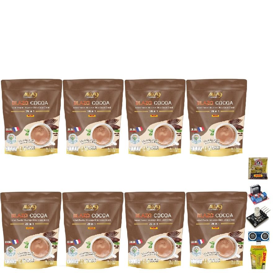 360 grams (20 Sachets) Roasted Delicious Mellow Intense BlazoCocoa Instant Cocoa Mix Healthy 29 in 1 Vegan Snack Set 8 By Beautygoodshop [Get Free For You Beauty Gifts]