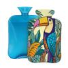 Hot Water Bottle with Cover, Cartoon Bird Toucan Jungle 2L Hot Water Bag for Hot/Cold Compress, Hand Feet Warmer, Menstrual Cramps, Neck and Shoulder Pain Relief view 1