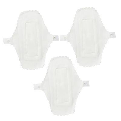 Abaodam 3pcs Reusable Cloth Menstrual Pads Washable Cotton Sanitary Towels with Button Fastening Soft Liners for Women Travel and Daily Use