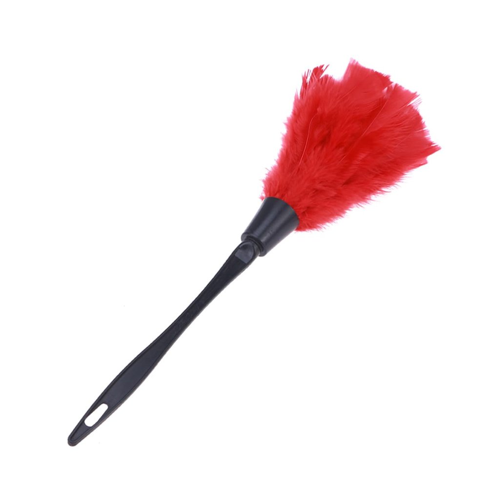 Abaodam Expandable Turkey Plumage Duster Tool with Non-Slip Handle for Ceiling Fans Furniture and Blinds Cleaning Large Soft Microfiber Head Traps Dust Without Chemicals Red