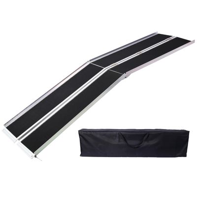 10ft Aluminum Wheelchair Ramp - Foldable, 600lb Capacity, Non-Skid, 2-Piece for Home, Steps, Stairs, Doorways