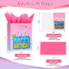 Powbrace 13" Pink Happy Birthday Bag with Tissue Paper and Greeting Card for Party, Happy Birthday Gift Bag for Girls, Kids, Women,Gift Bags Medium size(1 PCS Pink, Gift Bag) view 2