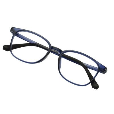 VisionGlobal Blue Light Blocking Glasses, Computer Reading, TV Glasses, Stylish Square Frame (Blue,+3.25 Magnification)