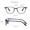 VisionGlobal Blue Light Blocking Glasses, Computer Reading, TV Glasses, Stylish Square Frame (Blue,+3.25 Magnification) view 3