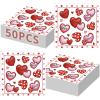 50 Count Valentines Day Napkins 13 x 13 Inch 2-Ply Disposable Lunch Napkins with Red and Pink Love Heart Design for Valentines Parties, Weddings, Anniversaries, and Romantic Dinners view 1