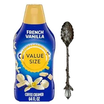 Dumbass Coffee International-Delight Liquid Coffee Creamer, 64 fl oz Bottle of Creamy Smooth Delightful Coffee Creamer and Gem Spoon (French Vanilla) Gem Spoon