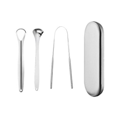 3pcs Stainless Steel Tongue Scraper Kit Deep Clean Thick Coating & Eliminate Bad Breath, Flexible Bristle-Free Design with Comfort Handle, Hygienic Oral Cleaner for Daily Use & Travel