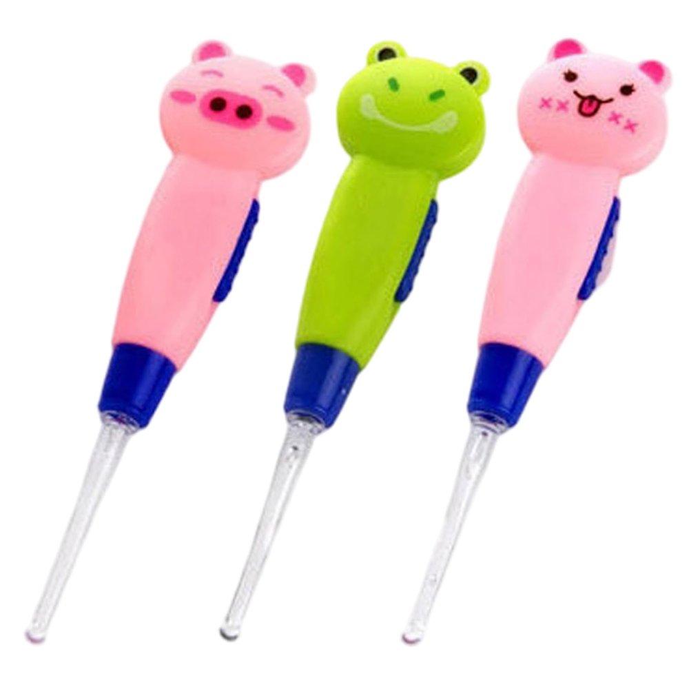 3Pcs Ear Wax Removal for Kids with LED Light, Detachable Cute Cartoon Ear Cleaner with Light for Easy Access, 6x3in