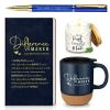4 Pcs Difference Maker Gift Set Mug Notebook Candle Pen, Navy Blue, Word view 1