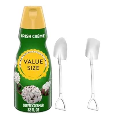 Dumbass Coffee International-Delight Liquid Coffee Creamer, 32 fl oz Bottle of Creamy Smooth Delightful Coffee Creamer and Mini Metal Shovel Spoons (Irish Creme) Shovel Spoons