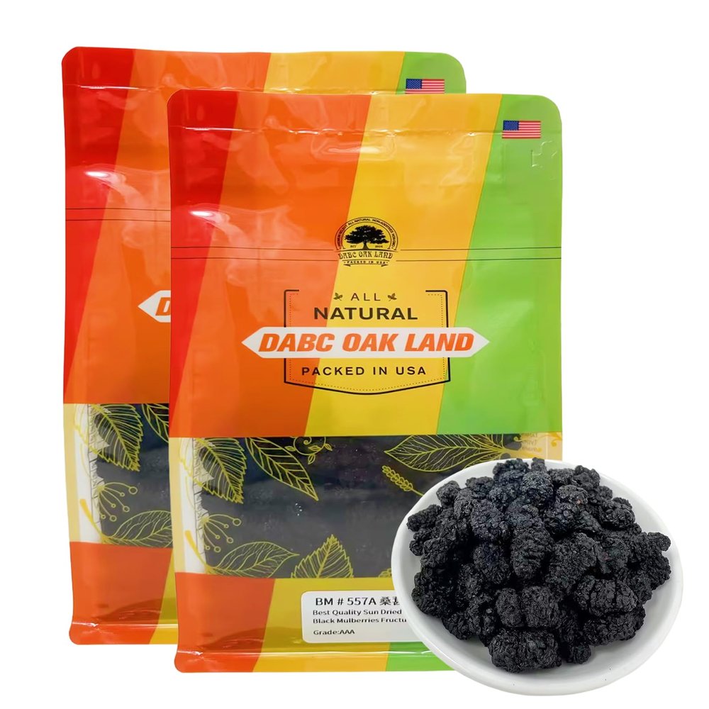 2 Pounds Dried Black Mulberries Top Grade Premium, Wild Black Mulberry Dried Fruit No Sugar Added,Vegan, Natural for Healthy Snacking, Baking,Tea 32OZ-Bag