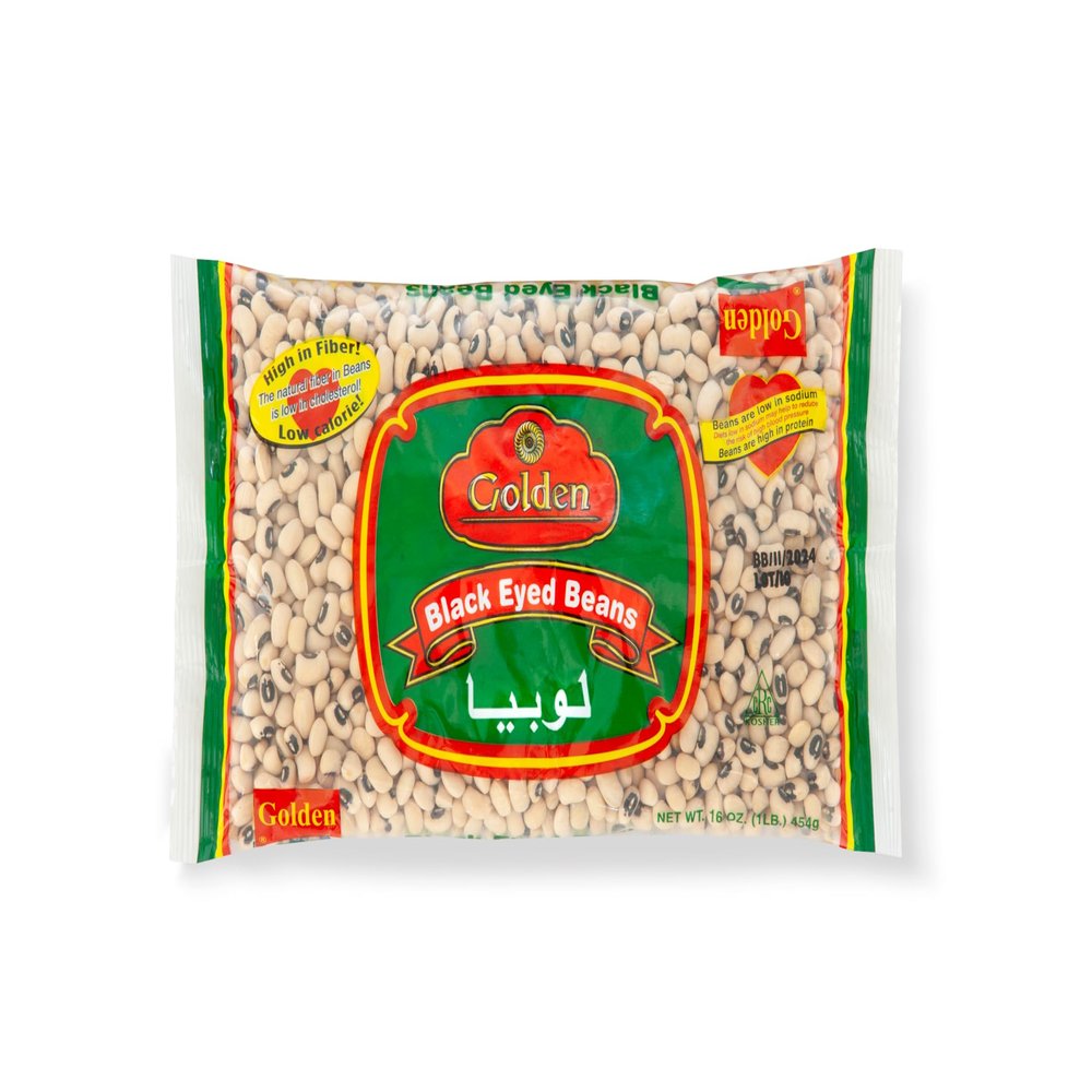 Golden Black Eyed Beans | 1 lb (16 oz) Packet | Premium Dry Legumes | Authentic Southern & Mediterranean Cooking Ingredient | Perfect for Soups, Stews, Salads & Hoppin John
