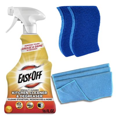CCLEANAMA Bundle- Easy Off + 2 Dish Sponges & 3 Microfiber Cloths