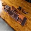 Premium Leather Pipe Roll up Pouch, Handmade 4-Pipe Rollup Bag Complete Set For The Pipe Smoker view 4