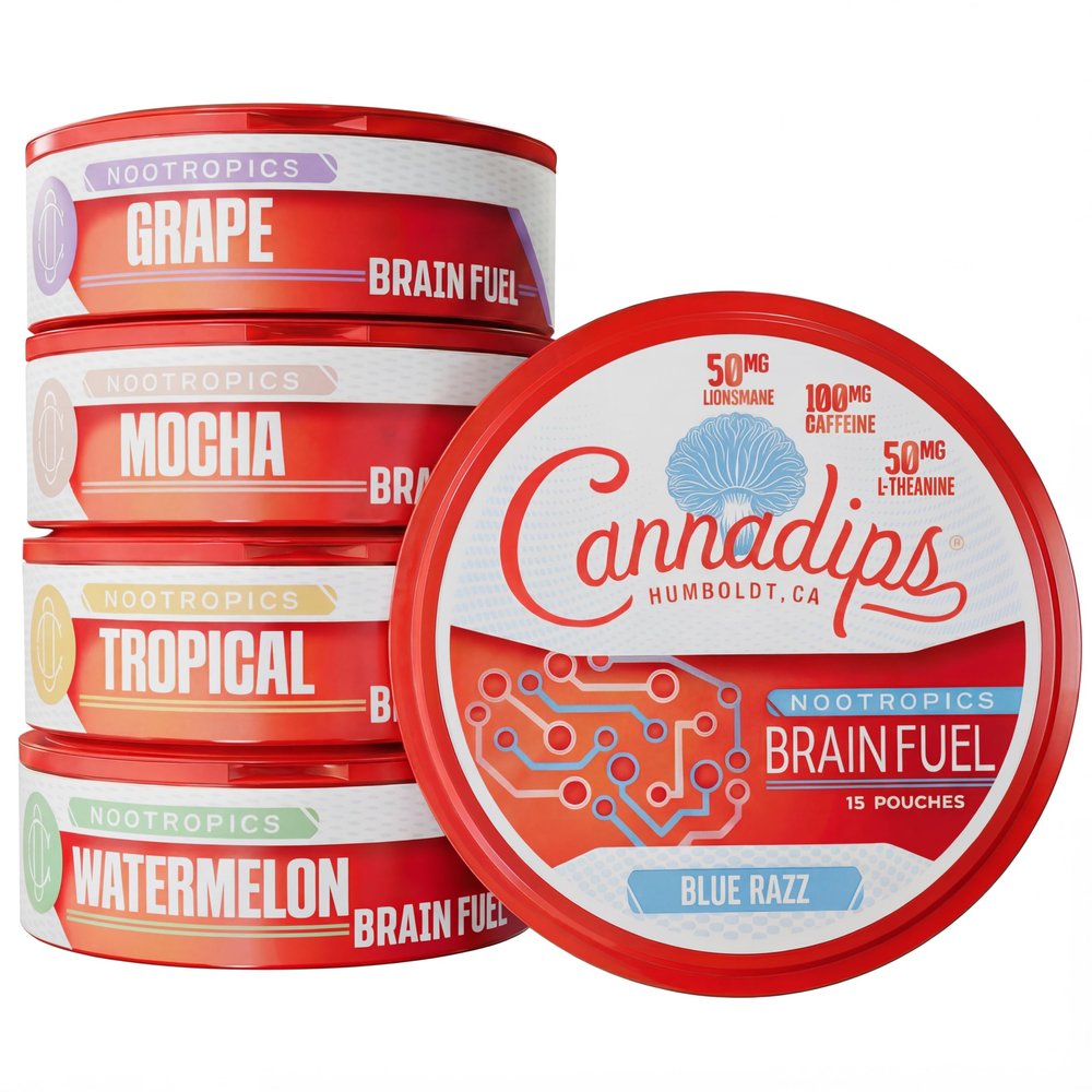 Cannadips - Variety Pack Nootropic Caffeine Pouches, Made in USA, 5-Pack
