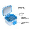 Leak-Proof Denture case: Denture Bath Case with Strainer, Denture Bath Box with Filter, Denture Cup for Soaking Dentures, Travel Retainer Cleaning Case (White+Cyan) view 3