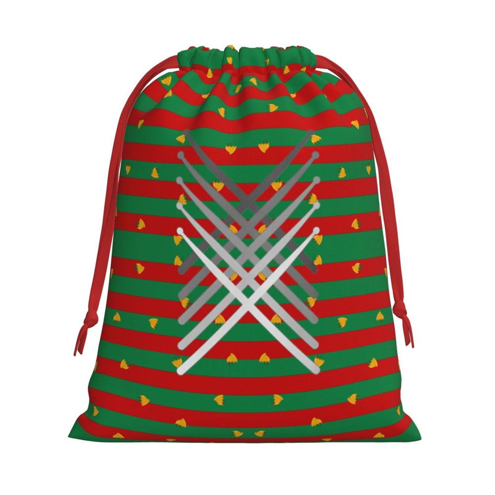AMZJHGWEU Fading Percussion Drum Sticks Christmas Gift Bags, Santa Wrapping Bags, Xmas Presents Bag With Drawstring, Holiday Party Favors Birthday & Christmas Gift (Large Medium Small)