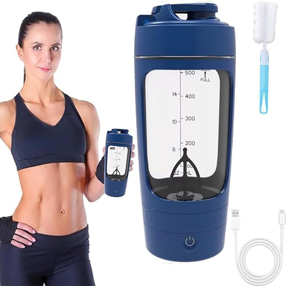 CADWON Electric Shaker Bottle, 24 OZ Rechargeable Protein Shake Mixer for Gym Sport Shakes and Meal Replacements (Blue,1pcs)