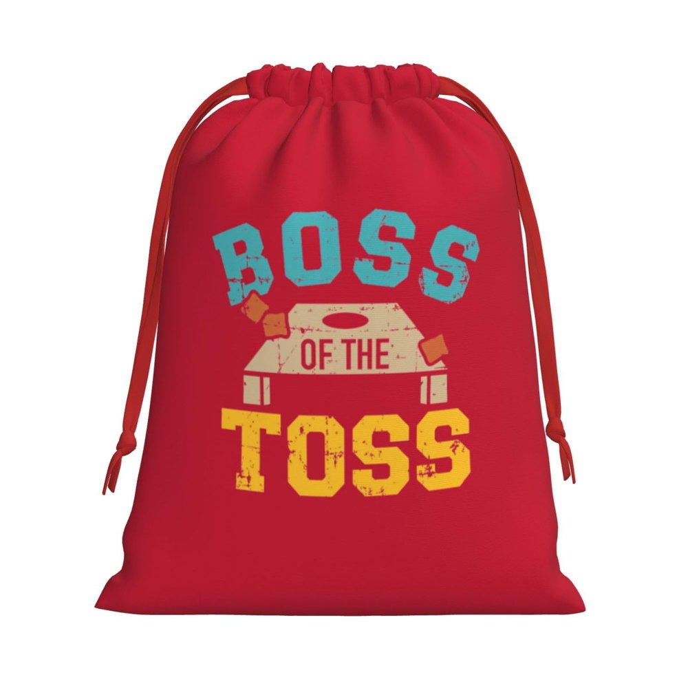 AMZJHGWEU Boss of The Toss Christmas Gift Bags, Santa Wrapping Bags, Xmas Presents Bag With Drawstring, Holiday Party Favors Birthday & Christmas Gift (Large Medium Small)