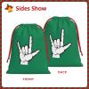 AMZJHGWEU Asl American Sign Language I love you Christmas Gift Bags, Santa Wrapping Bags, Xmas Presents Bag With Drawstring, Holiday Party Favors Birthday & Christmas Gift (Large Medium Small) view 2