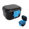 Leak-Proof Denture case: Denture Bath Case with Strainer, Denture Bath Box with Filter, Denture Cup for Soaking Dentures, Travel Retainer Cleaning Case (Black+Blue) view 1