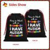 AMZJHGWEU Please Be Patient I Have Autism Christmas Gift Bags, Santa Wrapping Bags, Xmas Presents Bag With Drawstring, Holiday Party Favors Birthday & Christmas Gift (Large Medium Small) view 2