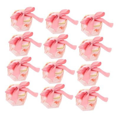OHPHCALL 12pcs Pink Ribbon Bow Wedding Treat Boxes for Candy Snacks and Keepsakes Elegant Multiuse Packaging for Birthday Parties Holidays and Special Occasions