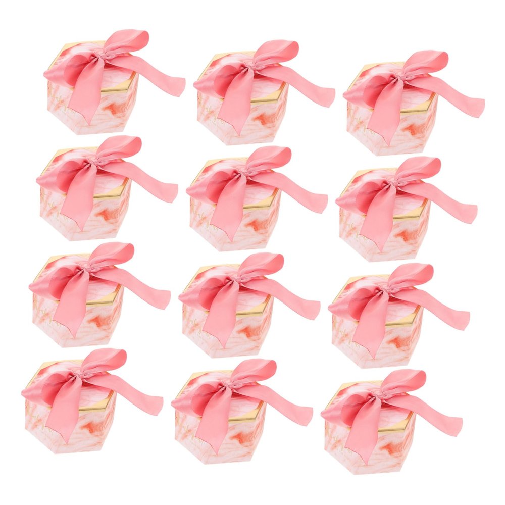 OHPHCALL 12pcs Pink Ribbon Bow Wedding Treat Boxes for Candy Snacks and Keepsakes Elegant Multiuse Packaging for Birthday Parties Holidays and Special Occasions