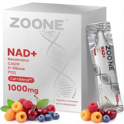 Zoone NAD Resveratrol Supplement, NAD+ Liquid Supplement 1000mg, with Nicotinamide Riboside, Resveratrol & PQQ, NAD Supplements for Men & Women, Healthy Aging & Boosts Cellular Energy 30 Packs