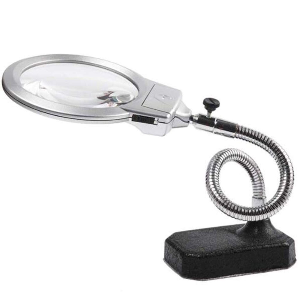 Magnifier, Desktop Magnifier Lamp with Led Light Led Magnifying Lamp Folding Magnifying Glass Desktop Lamp 2.25x 5X Magnification Adjustable Swivel Arm for Desk Workbench Task Craf