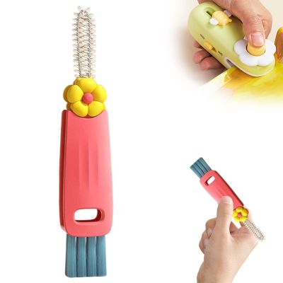 3 in 1 Cup Lid Cleaning Brush, 2025 Multifunctional Bottle Cup Lid Brush Crevice Cleaning Brush, Home Kitchen Crevice Brush Tools, Portable Cleaner Brush for All Kinds of Cups and Bottles (Red)