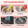 3 in 1 Cup Lid Cleaning Brush, 2025 Multifunctional Bottle Cup Lid Brush Crevice Cleaning Brush, Home Kitchen Crevice Brush Tools, Portable Cleaner Brush for All Kinds of Cups and Bottles (Red) view 3