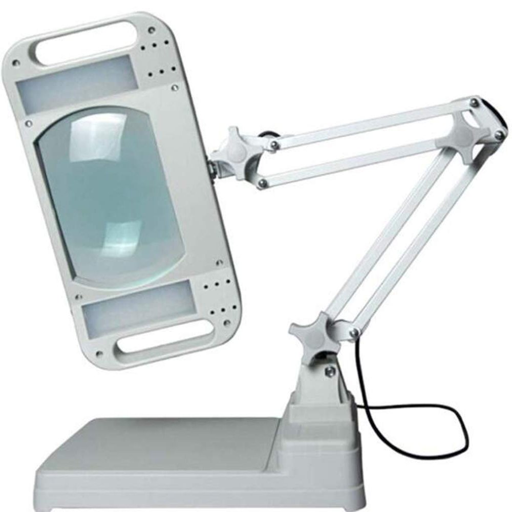 5X 10x Large Magnifying Glass Stand - Magnifier Lamp Work Light Mounting Bracket Hands Free Magnifying Lamp Folding Design with 28 Led Lights - for Reading Beauty Com