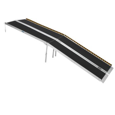 10 FT Portable Wheelchair Ramp for Home Steps - Aluminum Wheelchair Ramp with Non-Skid Surface & Reflective Strips - 600 lbs Weight Capacity