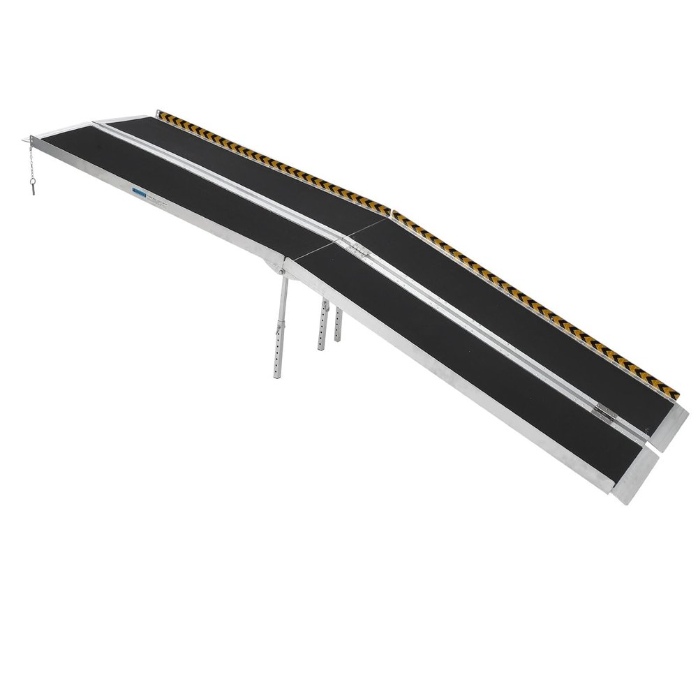 10 FT Portable Wheelchair Ramp for Home Steps - Aluminum Wheelchair Ramp with Non-Skid Surface & Reflective Strips - 600 lbs Weight Capacity