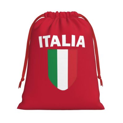 AMZJHGWEU Italian Flag Italy Love Italia Christmas Gift Bags, Santa Wrapping Bags, Xmas Presents Bag With Drawstring, Holiday Party Favors Birthday & Christmas Gift (Large Medium Small)