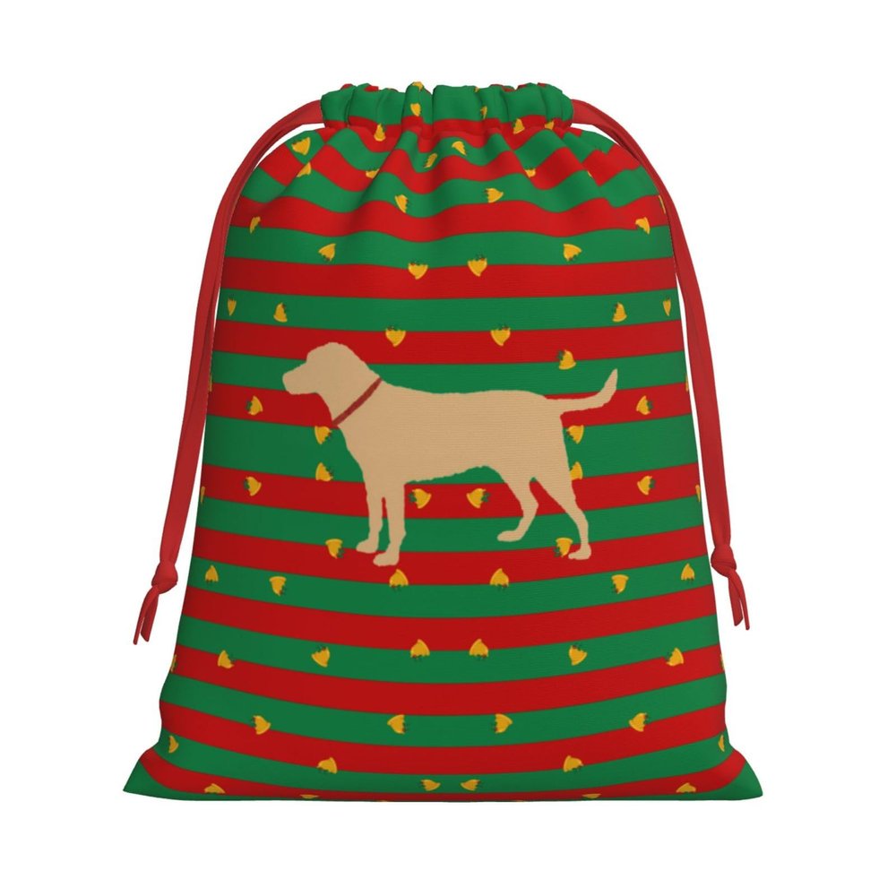 AMZJHGWEU Yellow Labrador Retriever Christmas Gift Bags, Santa Wrapping Bags, Xmas Presents Bag With Drawstring, Holiday Party Favors Birthday & Christmas Gift (Large Medium Small)