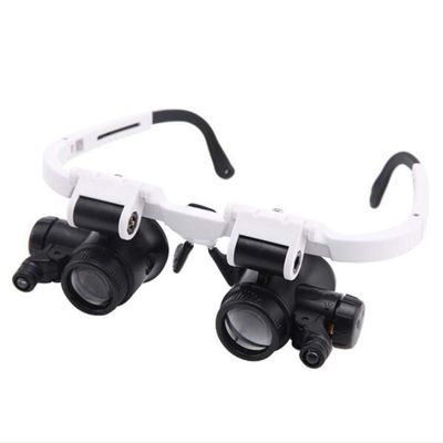 Magnifier Headband Magnifier with Led Light, Handsfree Reading Magnifier Glasses, Magnifying Glasses with 3 Adjustable 8X,15x,23x Lenses for Reading, Jewelry Loupe, Electronic Repa
